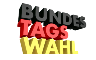 Schriftzug Bundestagswahl in deutschlandfarben (schwarz-rot-gold)
