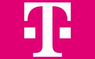 Telekom Logo, pinker Hintergrund weißes T
