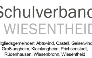Logo Schulverband Wiesentheid bestehend aus dem Schriftzug und darunter alle Mitgliedsgemeinden